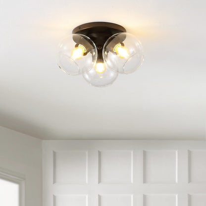 Iris Farmhouse Rustic Iron/Glass Led Semi Flush Mount