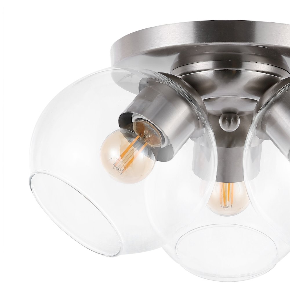 Iris Farmhouse Rustic Iron/Glass Led Semi Flush Mount