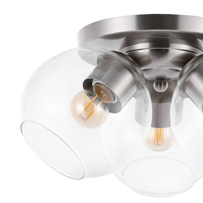 Iris Farmhouse Rustic Iron/Glass Led Semi Flush Mount