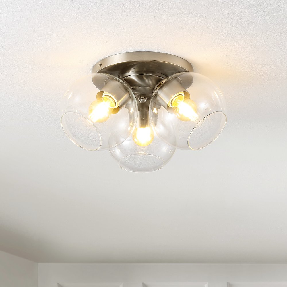 Iris Farmhouse Rustic Iron/Glass Led Semi Flush Mount