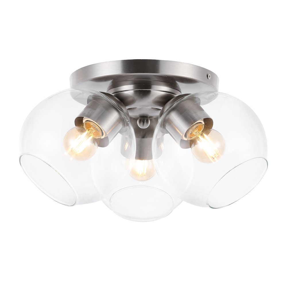 Iris Farmhouse Rustic Iron/Glass Led Semi Flush Mount
