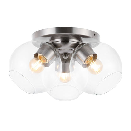 Iris Farmhouse Rustic Iron/Glass Led Semi Flush Mount