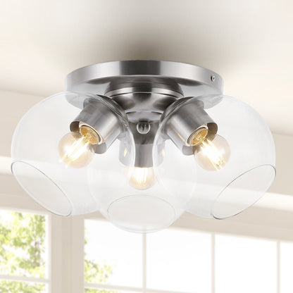 Iris Farmhouse Rustic Iron/Glass Led Semi Flush Mount