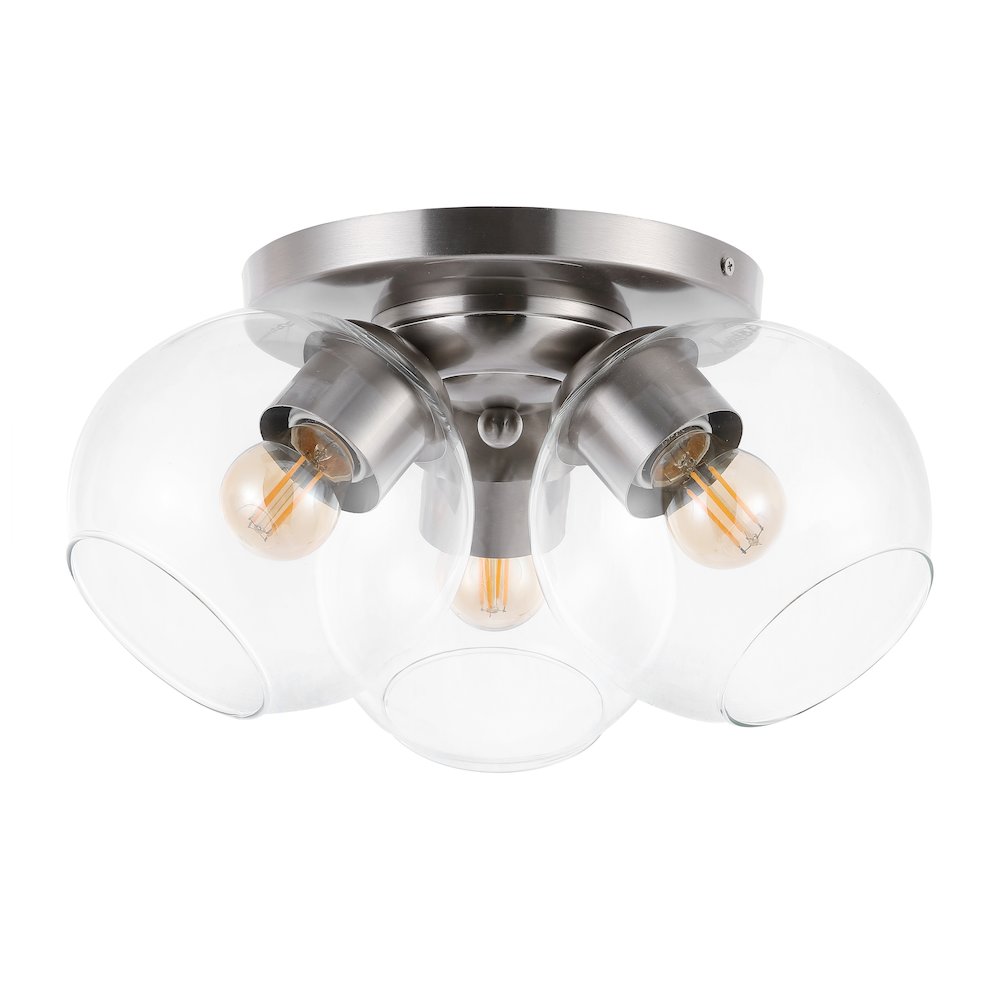 Iris Farmhouse Rustic Iron/Glass Led Semi Flush Mount