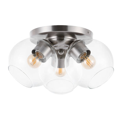 Iris Farmhouse Rustic Iron/Glass Led Semi Flush Mount