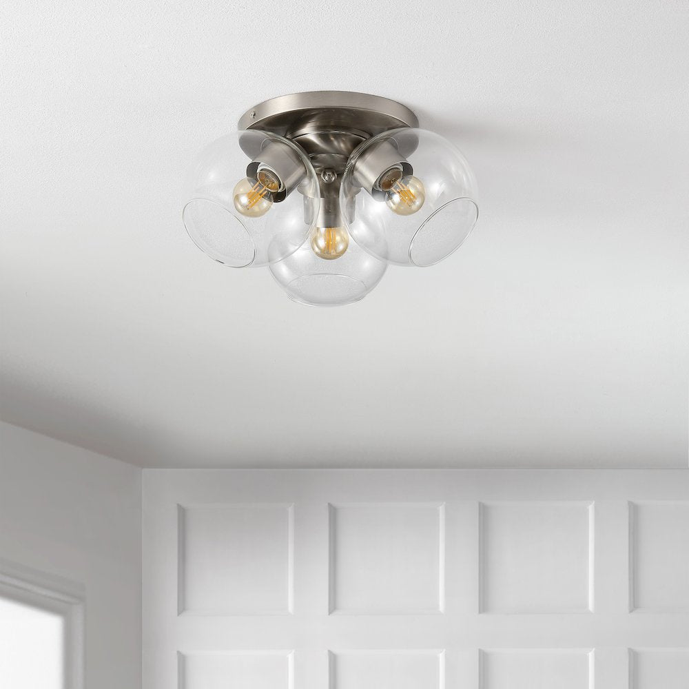Iris Farmhouse Rustic Iron/Glass Led Semi Flush Mount