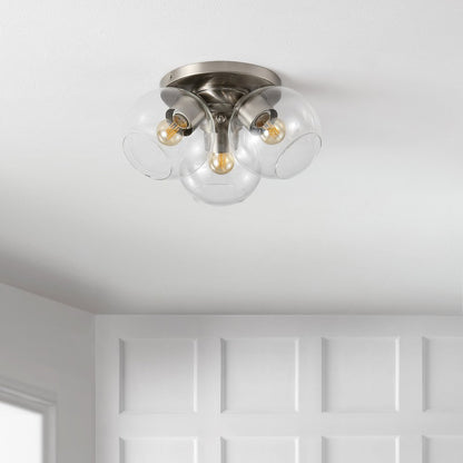 Iris Farmhouse Rustic Iron/Glass Led Semi Flush Mount