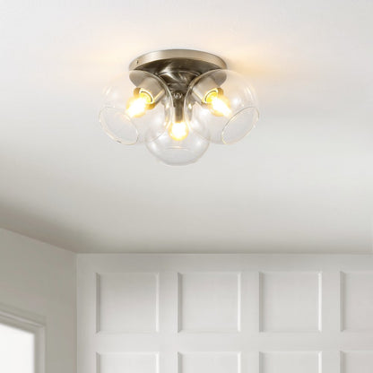 Iris Farmhouse Rustic Iron/Glass Led Semi Flush Mount