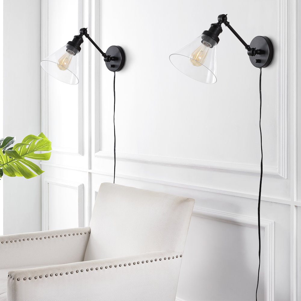 Cowie Iron/Glass Adjustable Led Wall Sconce (Set Of 2)