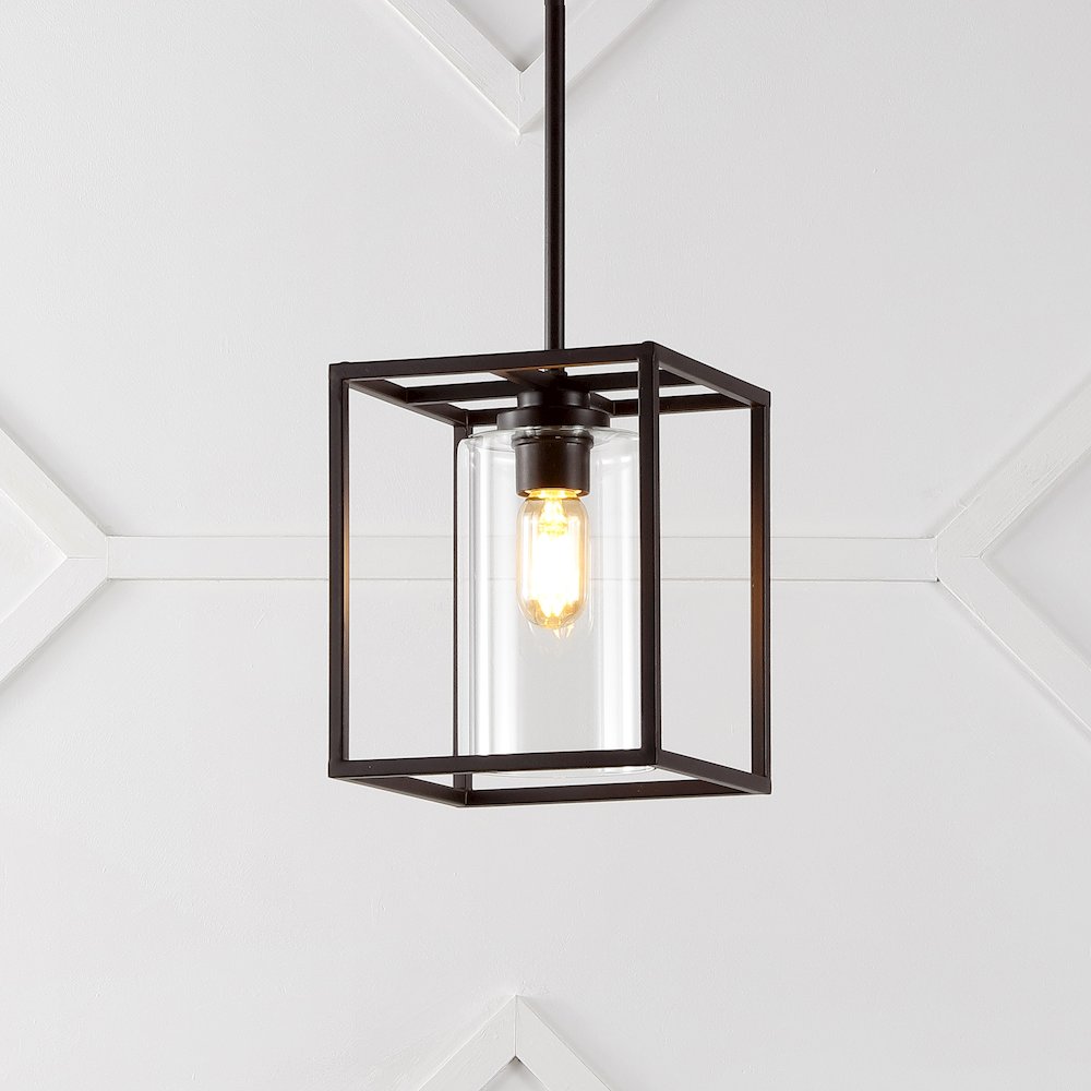 Quinn Industrial Farmhouse Iron/Glass Led Pendant