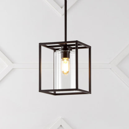 Quinn Industrial Farmhouse Iron/Glass Led Pendant