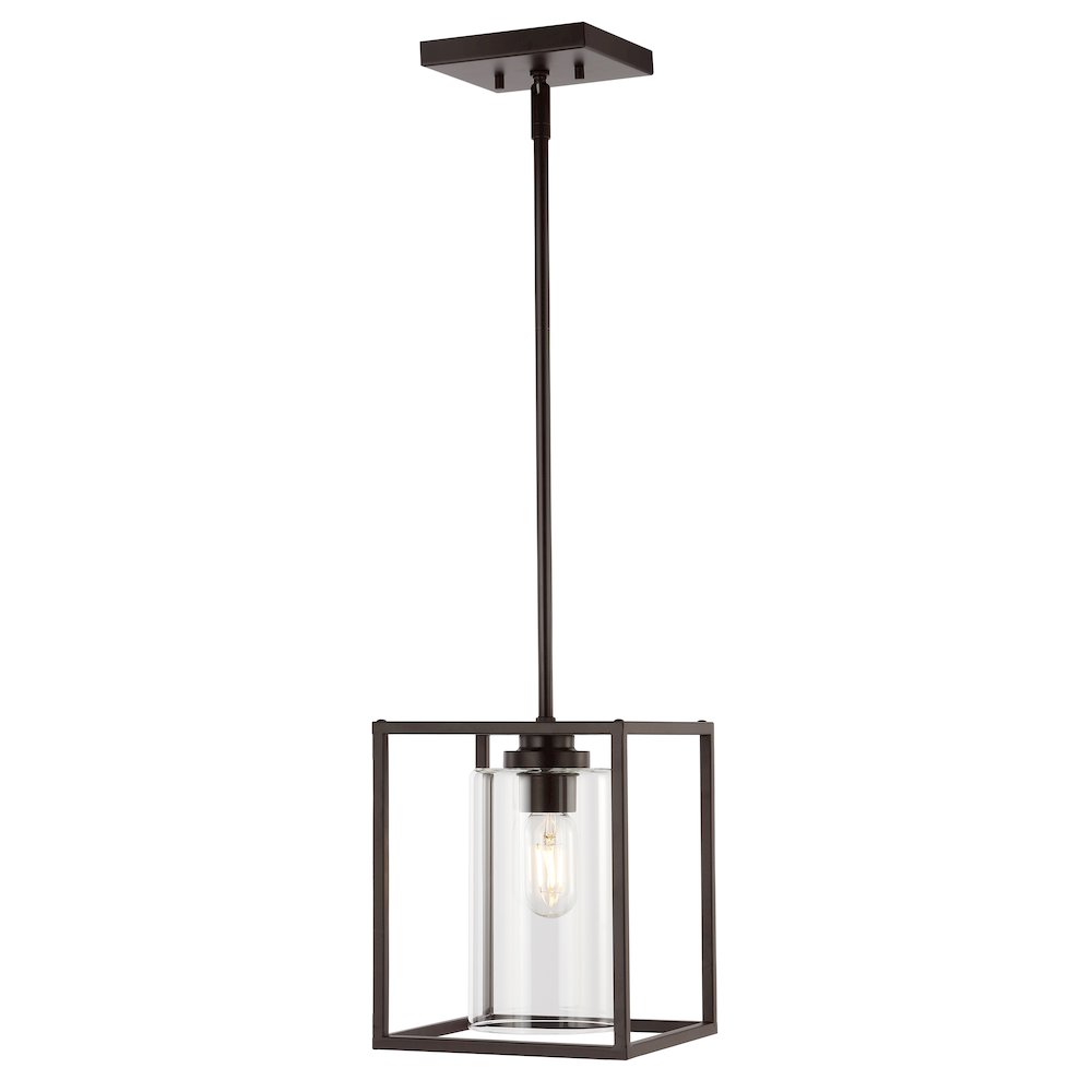 Quinn Industrial Farmhouse Iron/Glass Led Pendant