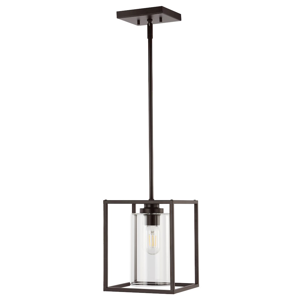 Quinn Industrial Farmhouse Iron/Glass Led Pendant