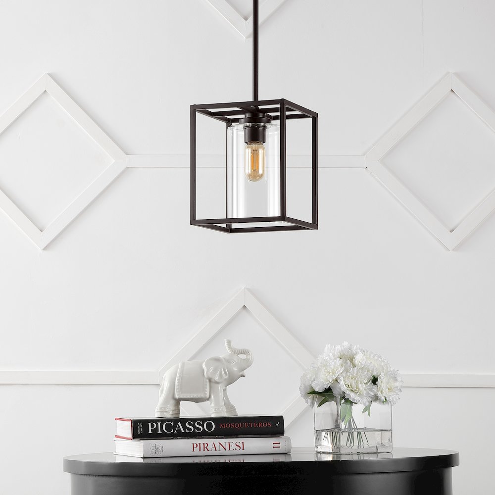 Quinn Industrial Farmhouse Iron/Glass Led Pendant
