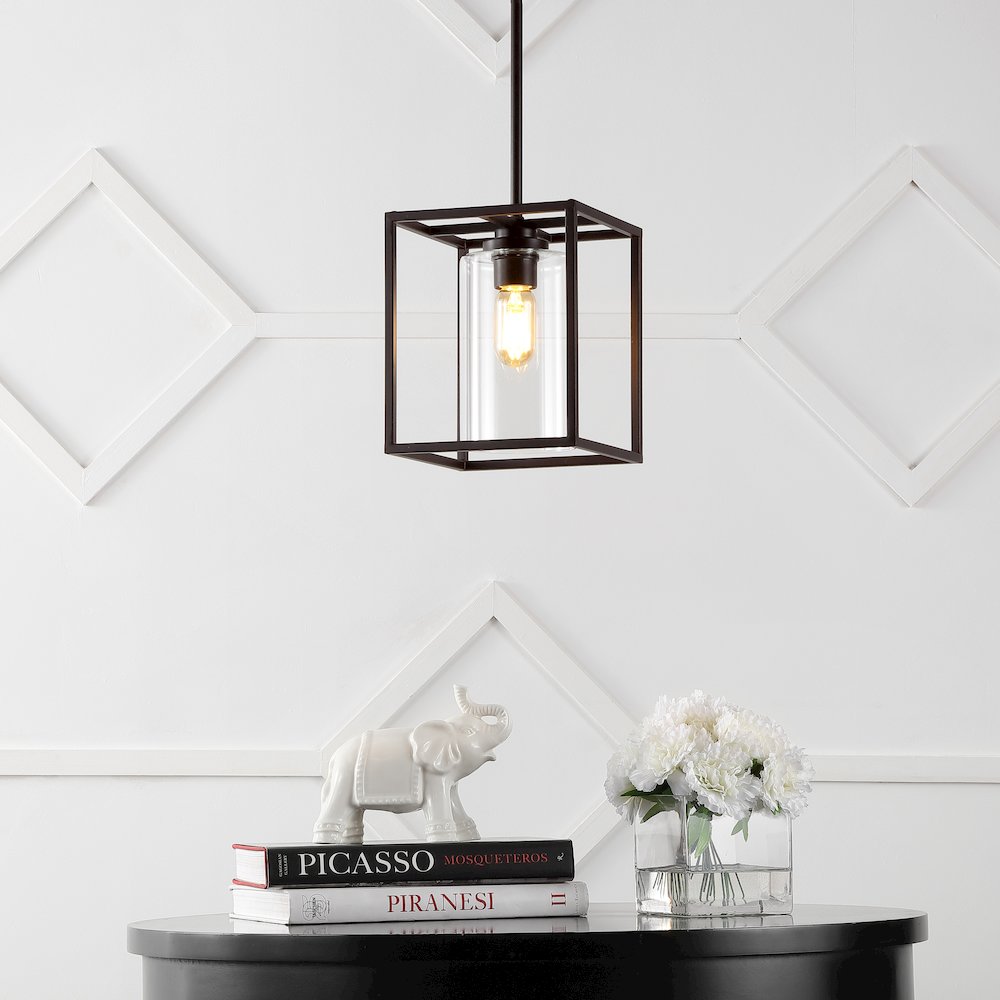 Quinn Industrial Farmhouse Iron/Glass Led Pendant