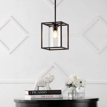 Quinn Industrial Farmhouse Iron/Glass Led Pendant