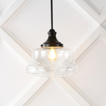 Schoolhouse Bohemian Farmhouse Iron/Glass Led Pendant