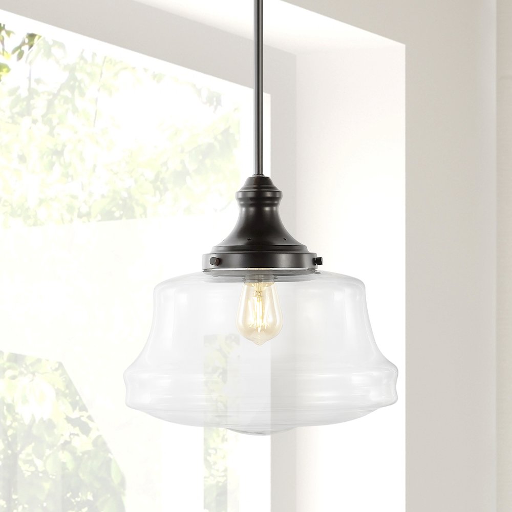 Schoolhouse Bohemian Farmhouse Iron/Glass Led Pendant
