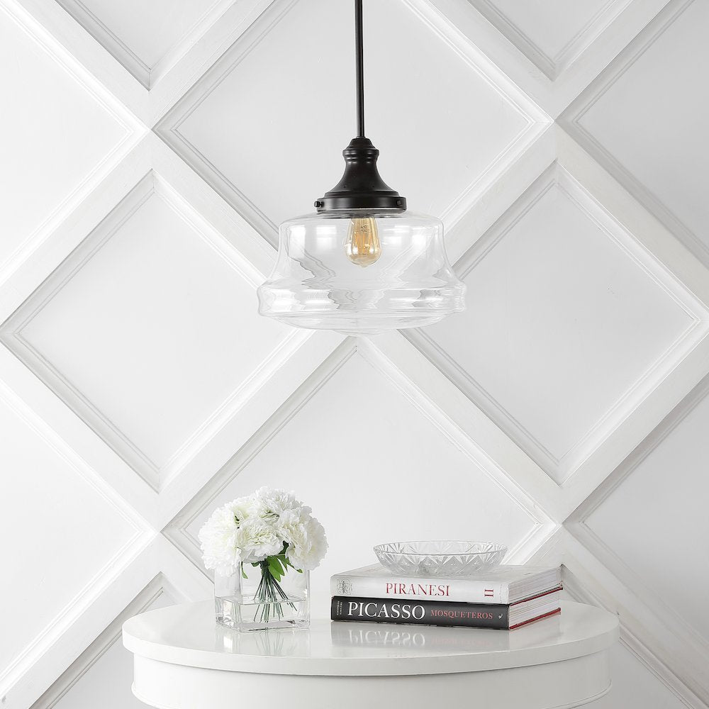 Schoolhouse Bohemian Farmhouse Iron/Glass Led Pendant
