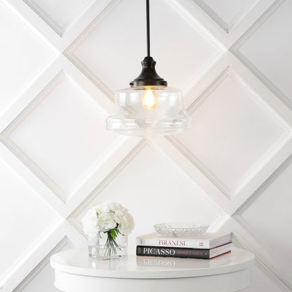Schoolhouse Bohemian Farmhouse Iron/Glass Led Pendant