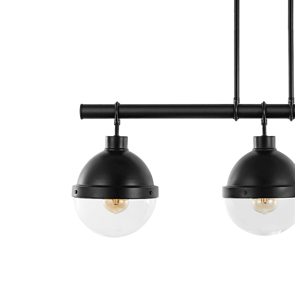 Caleb Industrial Farmhouse Iron/Glass Linear Led Pendant