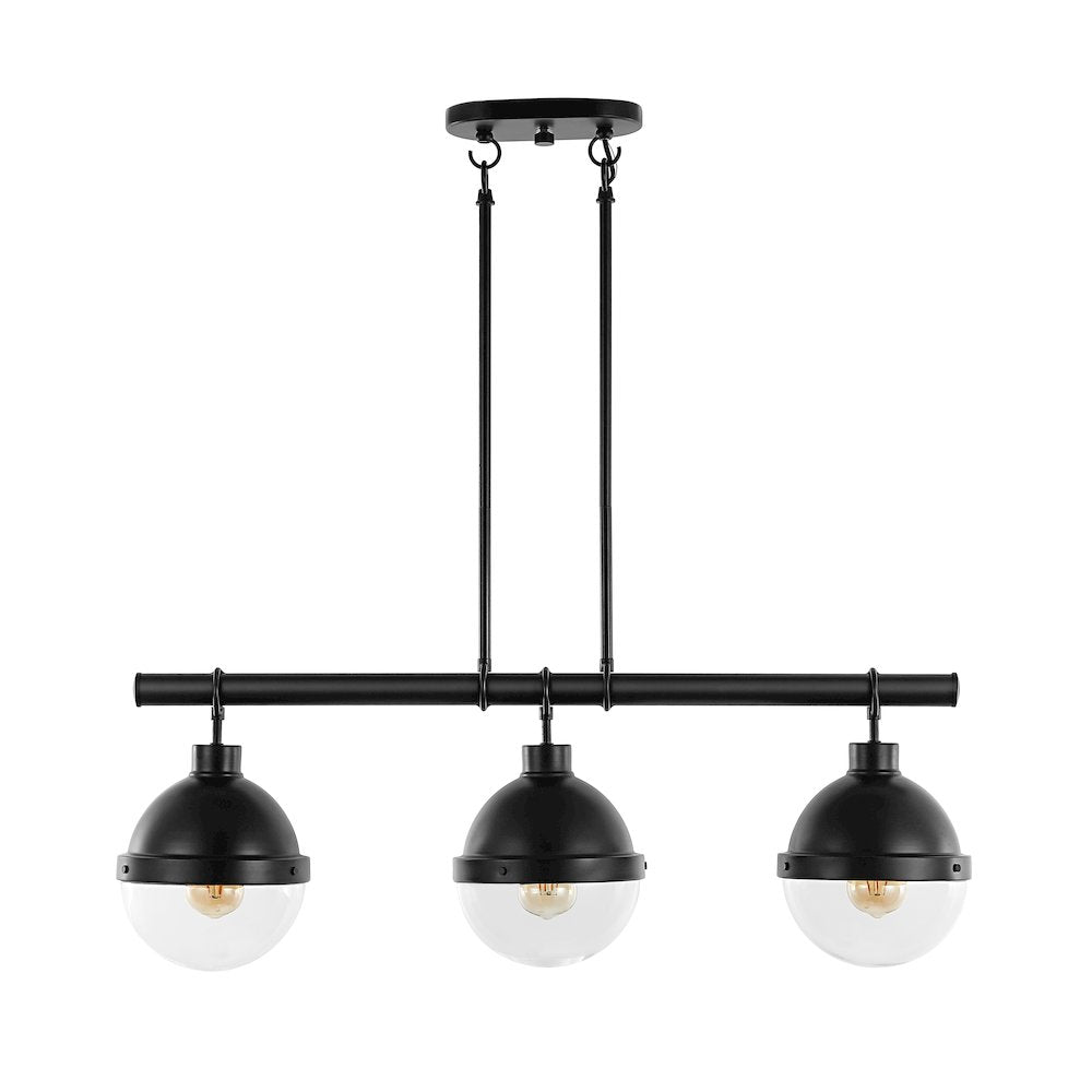Caleb Industrial Farmhouse Iron/Glass Linear Led Pendant