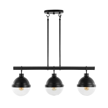 Caleb Industrial Farmhouse Iron/Glass Linear Led Pendant