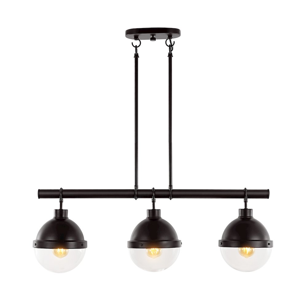 Caleb Industrial Farmhouse Iron/Glass Linear Led Pendant