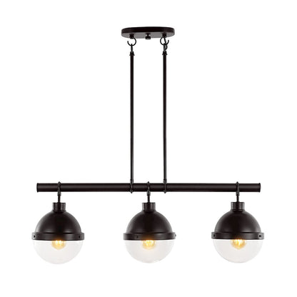 Caleb Industrial Farmhouse Iron/Glass Linear Led Pendant