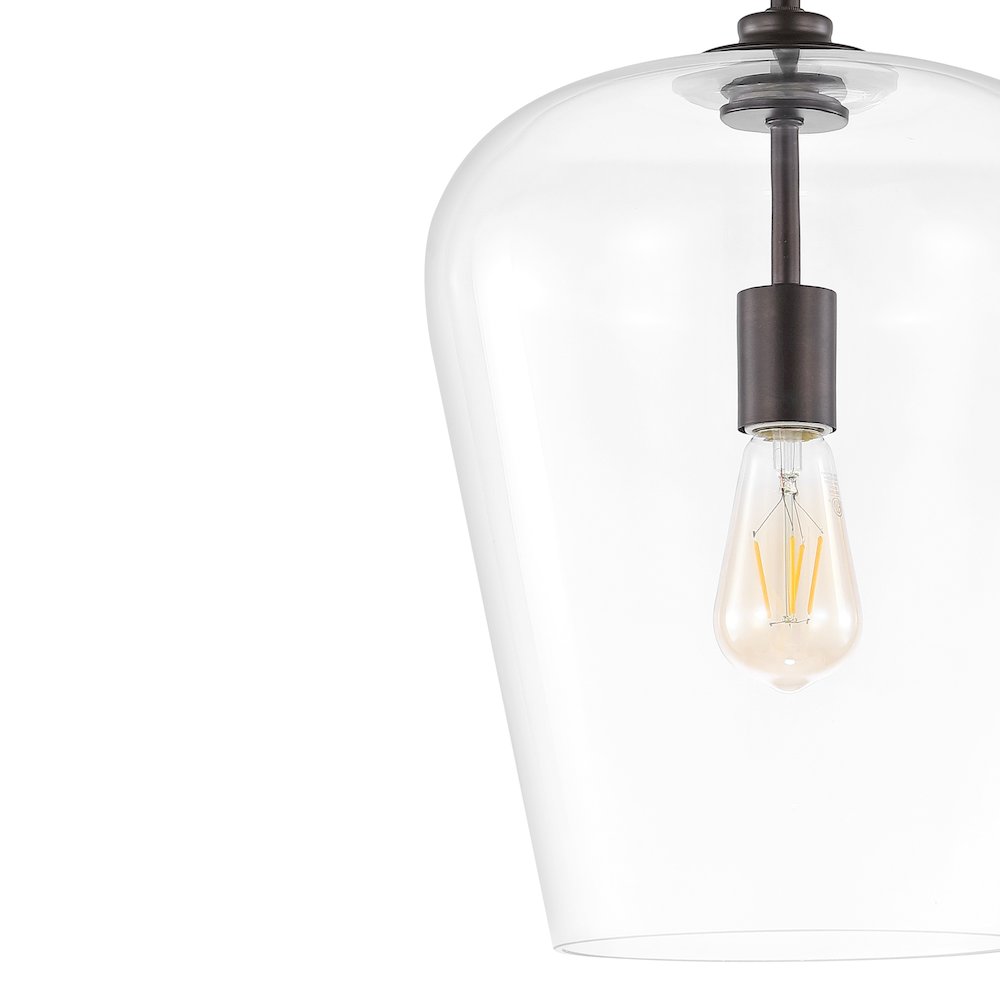 Hayes Industrial Farmhouse Iron/Glass Led Pendant