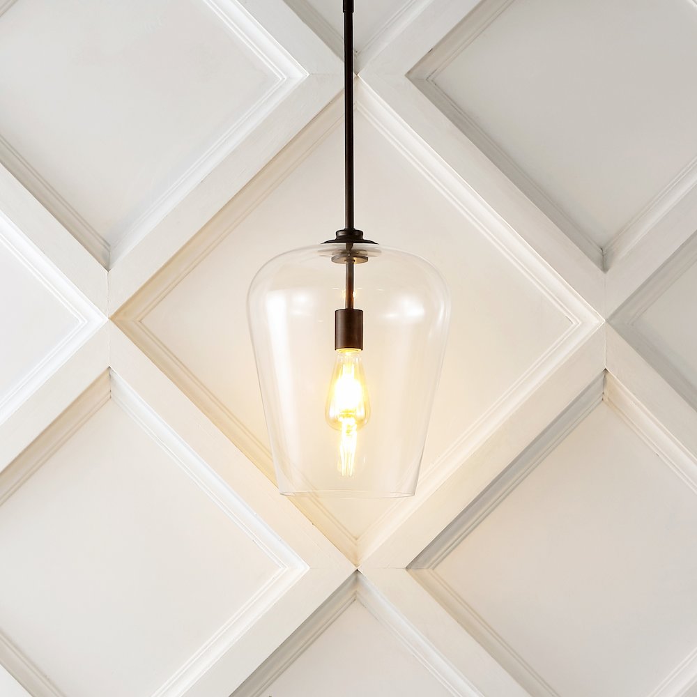 Hayes Industrial Farmhouse Iron/Glass Led Pendant