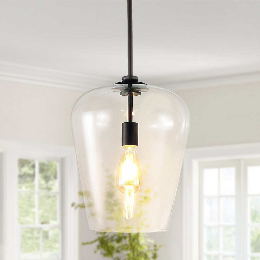 Hayes Industrial Farmhouse Iron/Glass Led Pendant