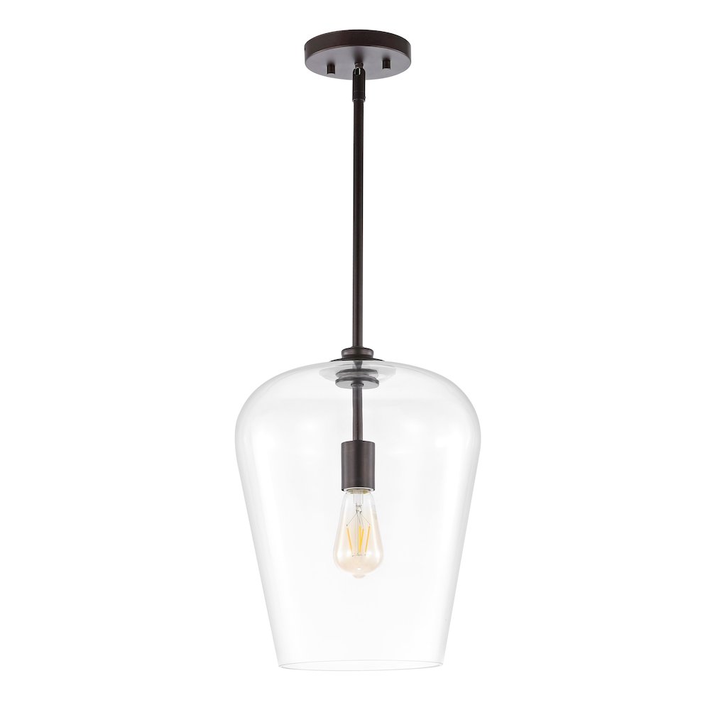 Hayes Industrial Farmhouse Iron/Glass Led Pendant