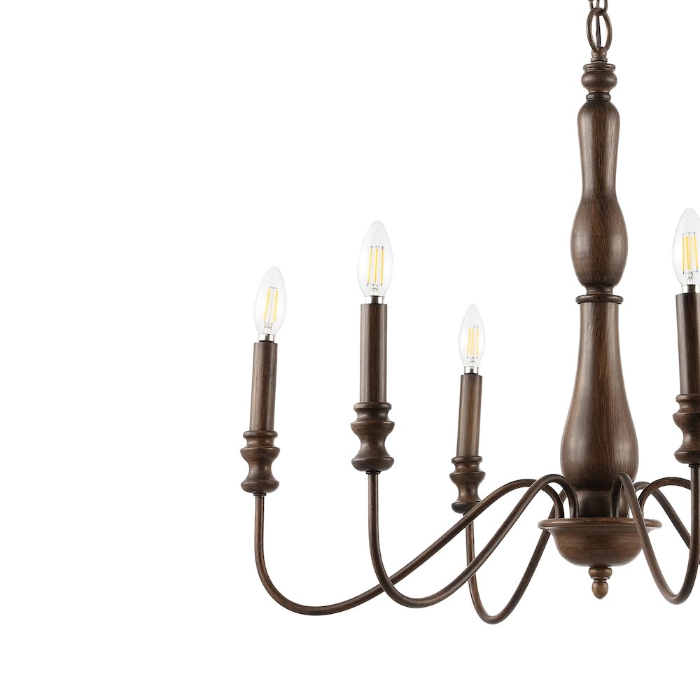Victoria Rustic Midcentury Iron Led Chandelier