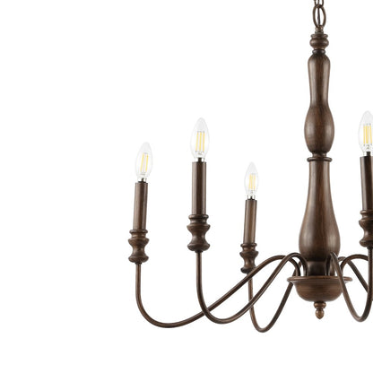 Victoria Rustic Midcentury Iron Led Chandelier