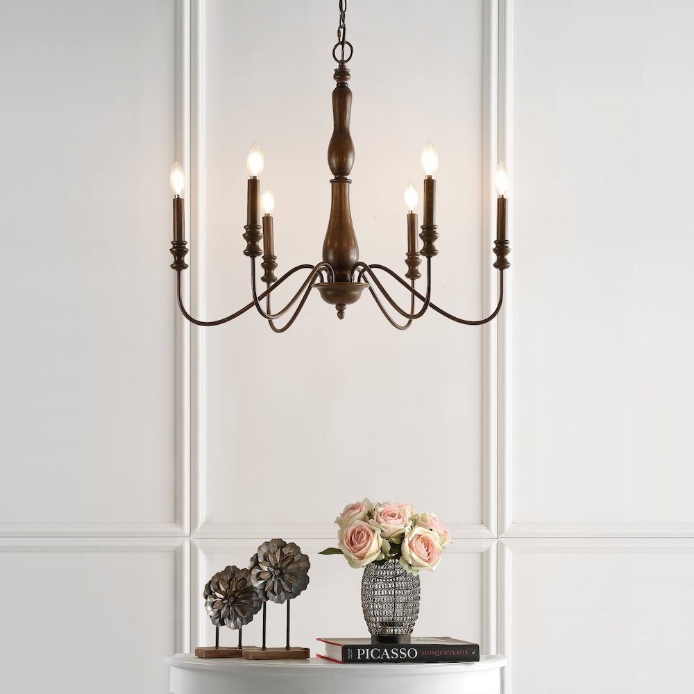 Victoria Rustic Midcentury Iron Led Chandelier