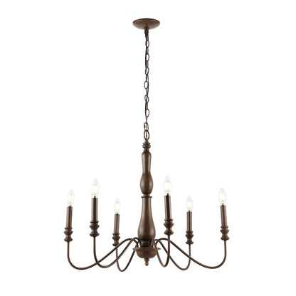 Victoria Rustic Midcentury Iron Led Chandelier