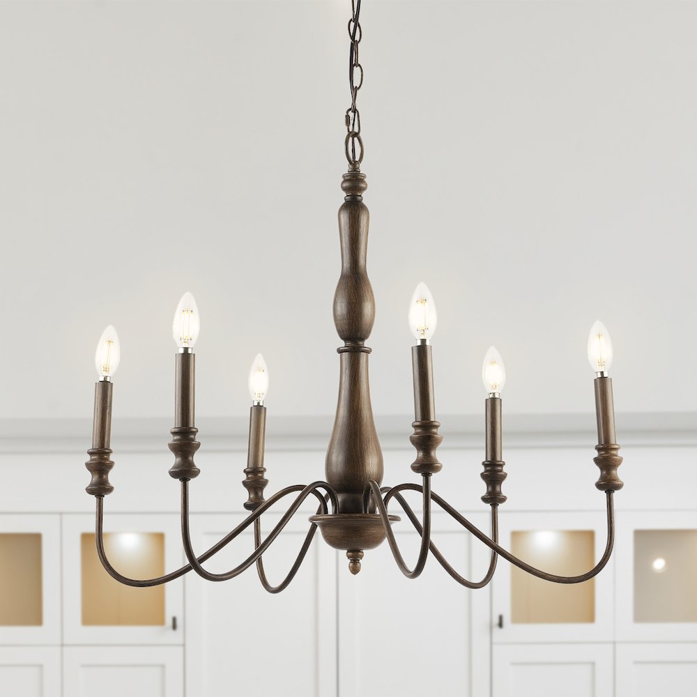Victoria Rustic Midcentury Iron Led Chandelier