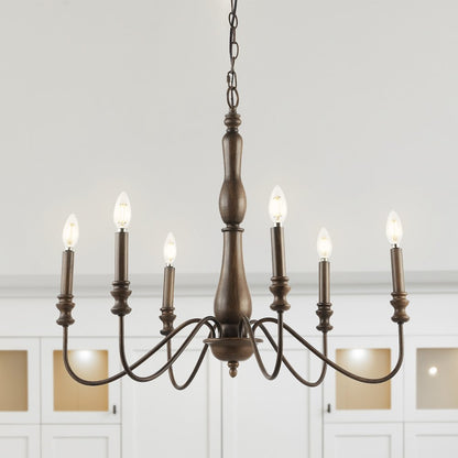 Victoria Rustic Midcentury Iron Led Chandelier