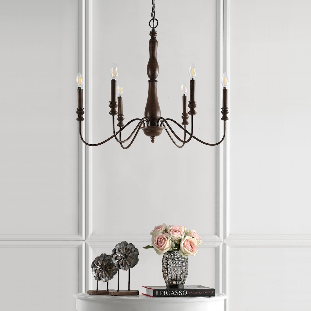 Victoria Rustic Midcentury Iron Led Chandelier