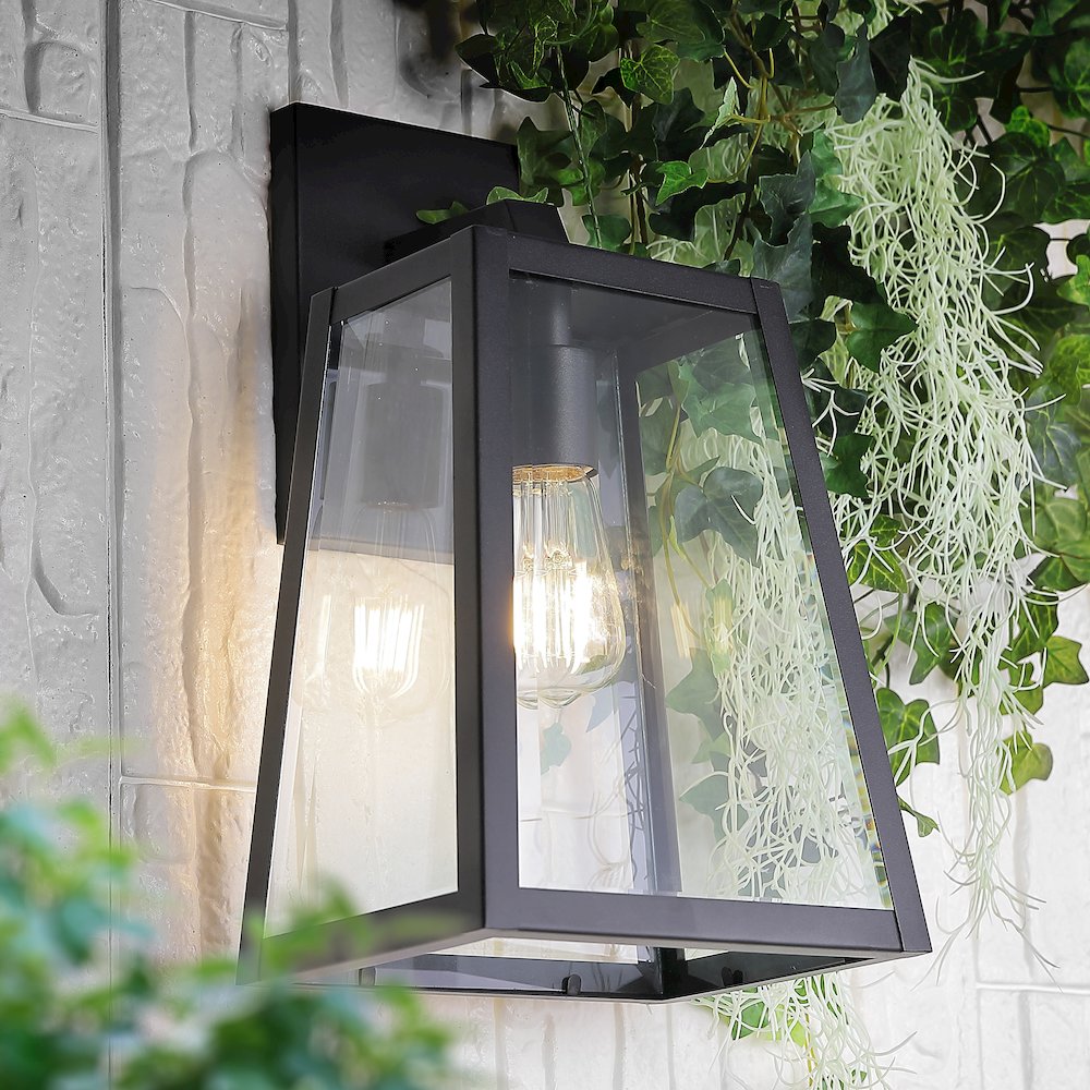Pasadena Iron/Glass Modern Industrial Angled Led Outdoor Lantern