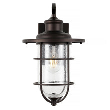 Westfield Iron/Seeded Glass Rustic Industrial Cage Led Outdoor Lantern