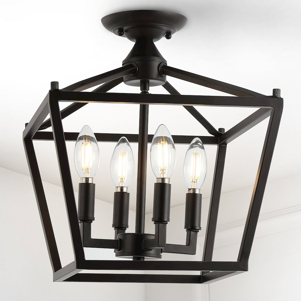 Plains Mini Lantern Iron Modern Farmhouse Led Flush Mount