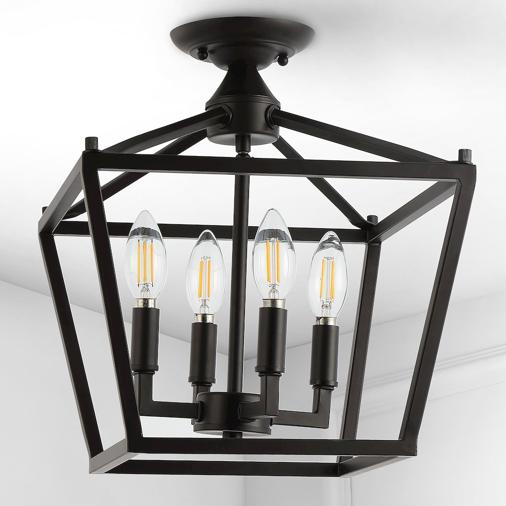 Plains Mini Lantern Iron Modern Farmhouse Led Flush Mount