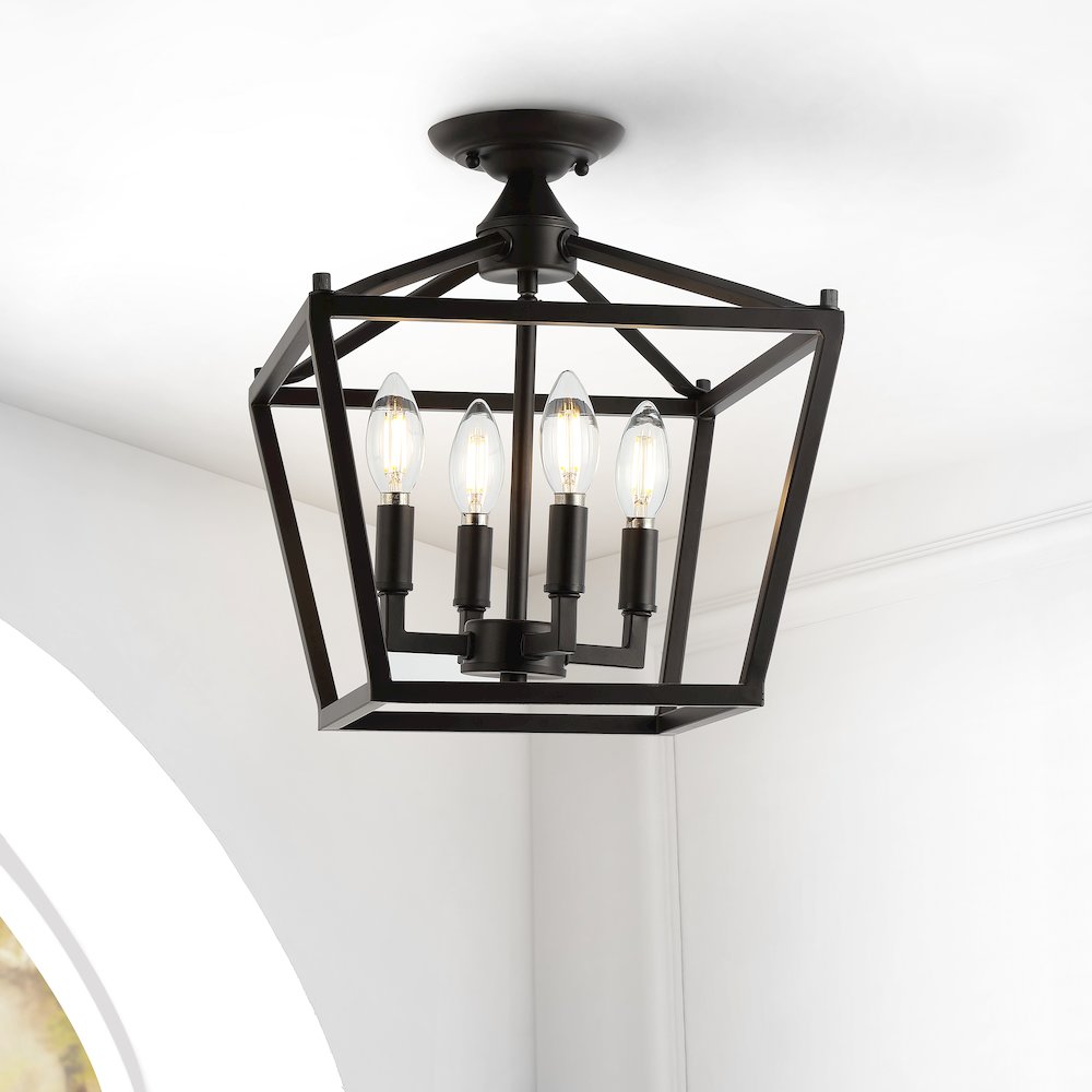 Plains Mini Lantern Iron Modern Farmhouse Led Flush Mount