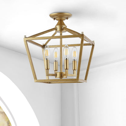 Plains Mini Lantern Iron Modern Farmhouse Led Flush Mount