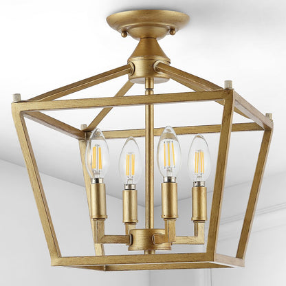 Plains Mini Lantern Iron Modern Farmhouse Led Flush Mount