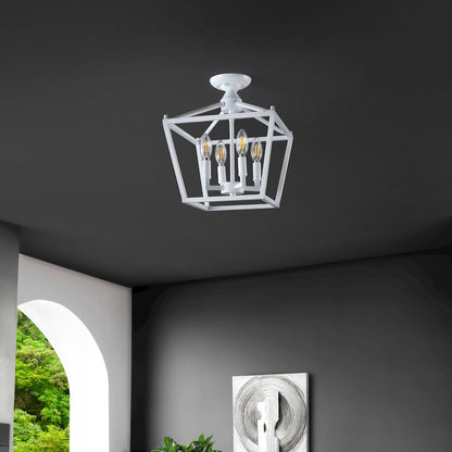 Plains 4-Light Iron Modern Farmhouse Led Flush Mount