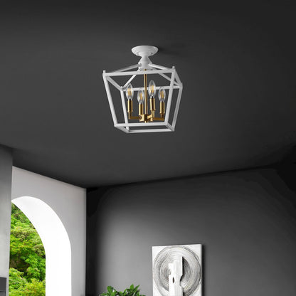 Plains 4-Light Iron Modern Farmhouse Led Flush Mount