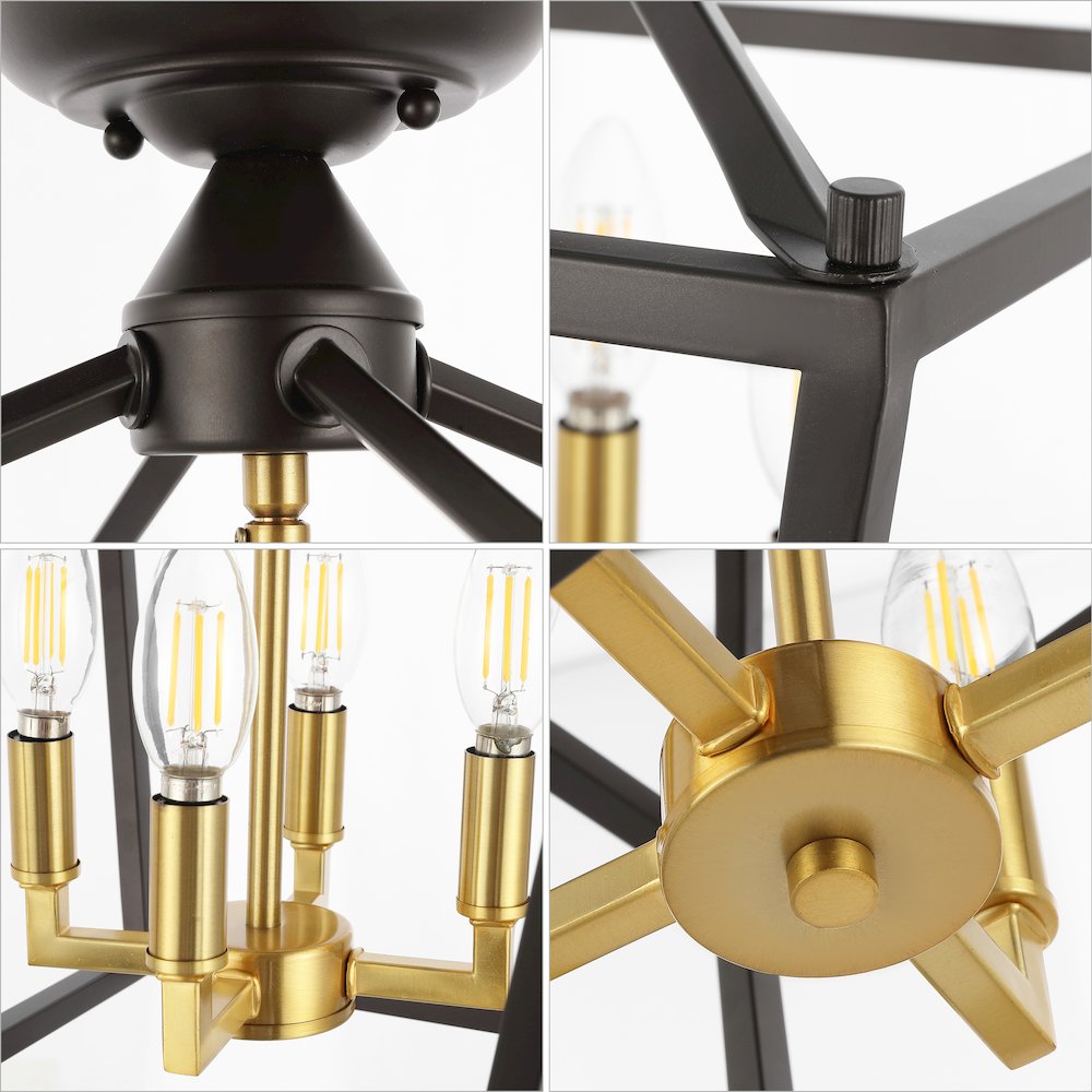 Plains 4-Light Iron Modern Farmhouse Led Flush Mount